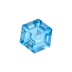 Superbe bague topaze bleue suisse taille hexagonale 3,95 carats topaze majestueuse 