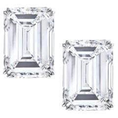 Type IIA Exceptional GIA Certified 7.35 Carat Emerald Cut Diamond Studs