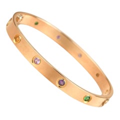 Cartier Love Bracelet Multi Gem Rainbow Rose Gold size 18