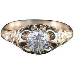0.84 Carat Round Diamond Gold Engagement Ring