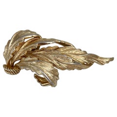 1965 Vintage Grosse Gold Tone Leaf Pin Brosche