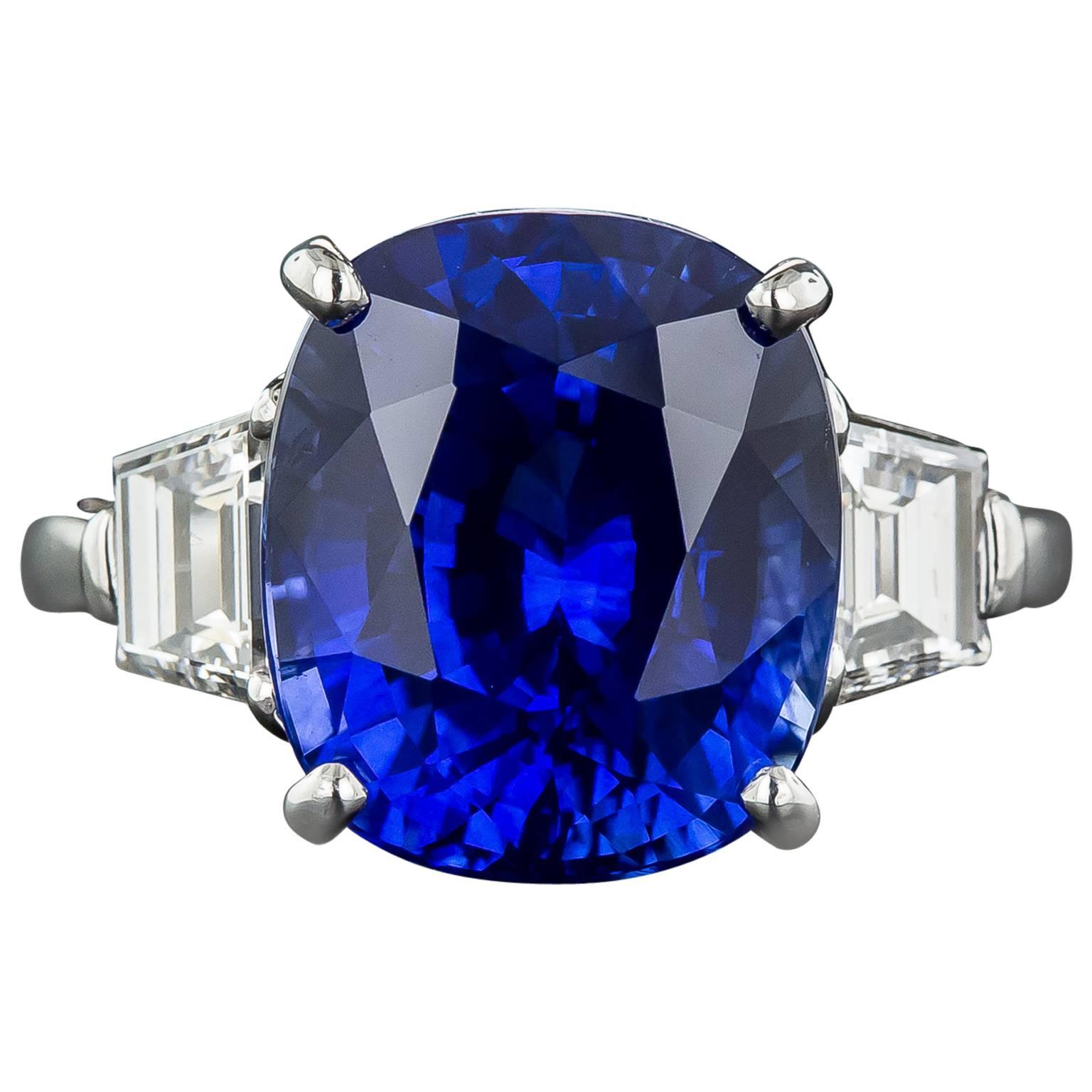 9.48 Carat Gem Ceylon Sapphire Diamond Platinum Ring For Sale