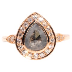 Contemporary 18 Carat Rose Gold Salt and Pepper Pear Shape Diamond Cluster Ring