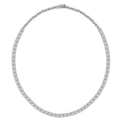 10 Carat Round Brilliant Cut Diamond Tennis Necklace Set in 18 Carat White Gold