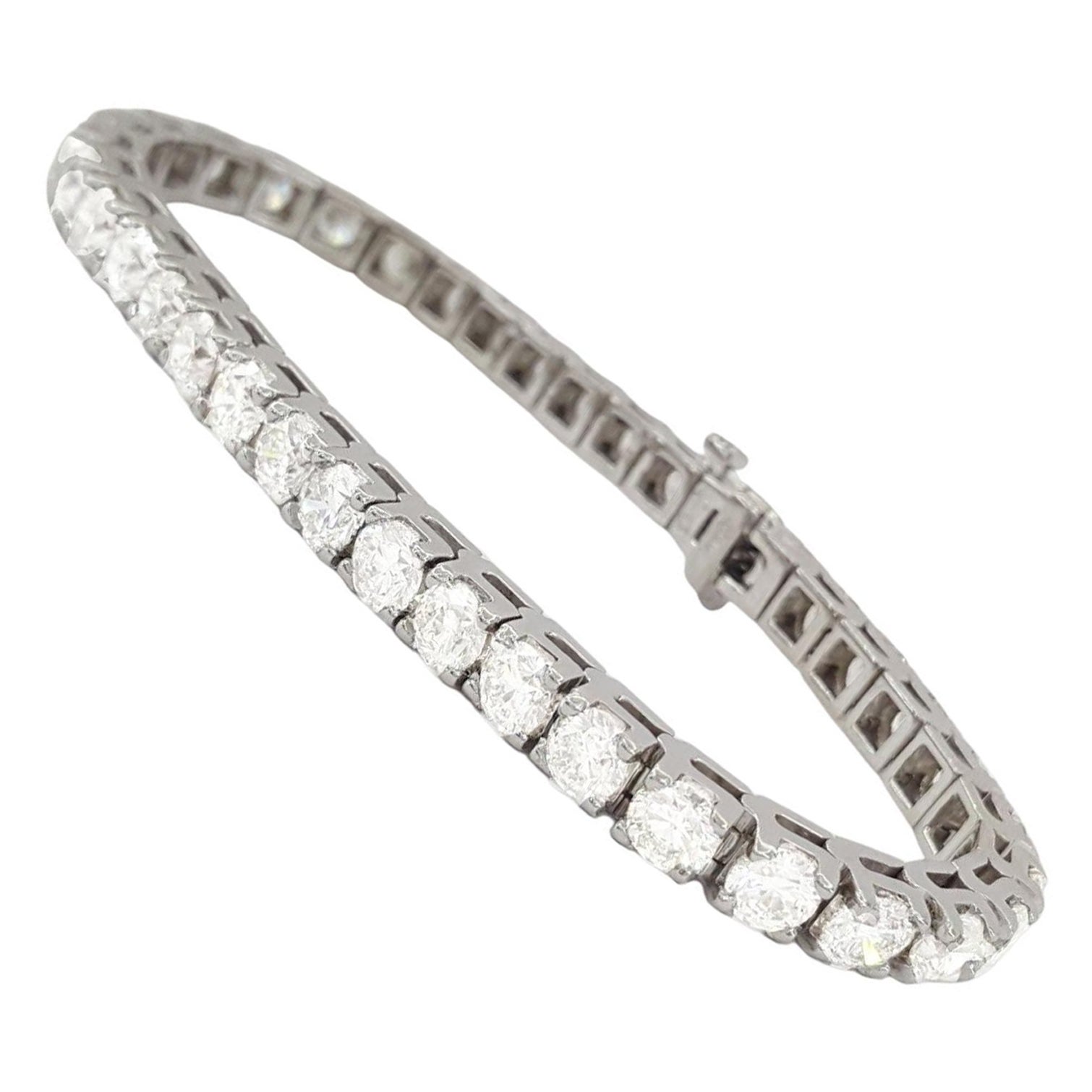 13 Carat White Brilliant Cut Tennis Diamond Bracelet For Sale