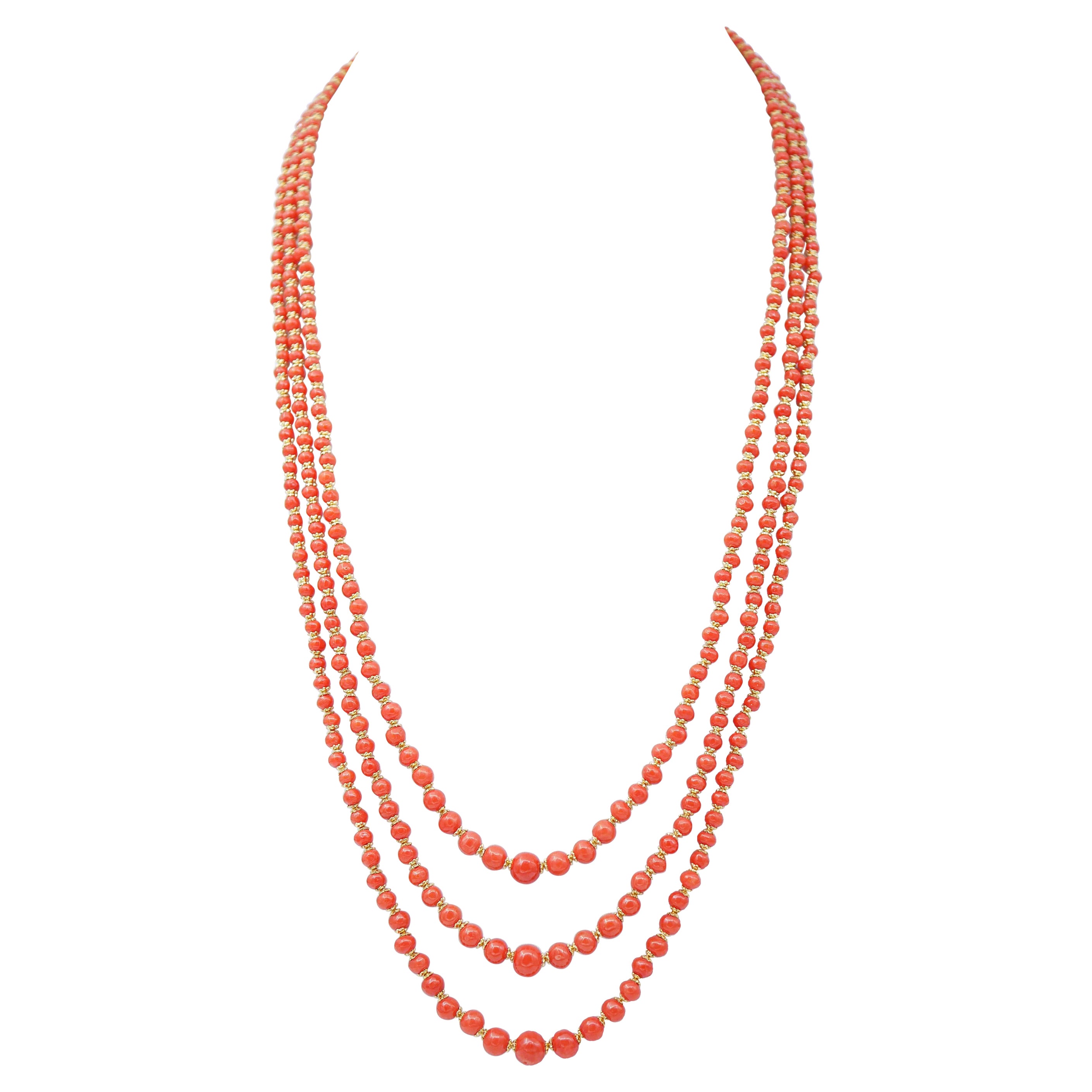 Coral, Multi-Strands Necklace