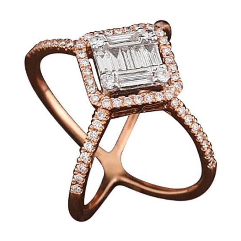 Set in 18 Karat Rose Gold, Invisible Pressure Setting Diamond Cluster