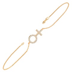 Bracelet minimaliste en or 18 carats avec symbole féminin de 0,18 carat 