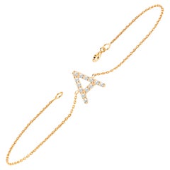 18K Gold 0.12 Ct Diamond Initial Bracelet 