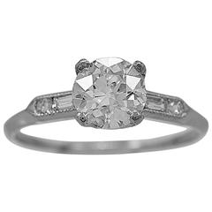 1.09 carat diamond Art Deco 1.09 Carat Diamond Platinum Engagement Ring