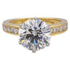 Tiffany & Co. 18K Gelbgold Platin Channel Set Runder Diamant Verlobungsring