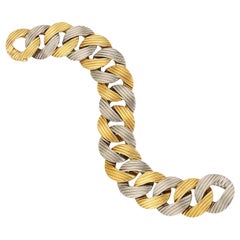 Pomellato 1970s Two Color Gold Ribbed Link Bracelet