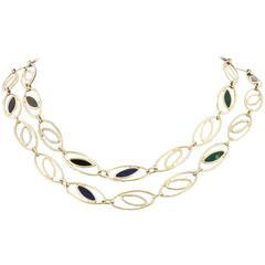 Enamel Gold Chain Necklace