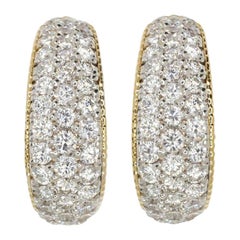 Boucles d'oreilles en or blanc et jaune 18 carats avec diamants de 2,5 carats, faites à la main