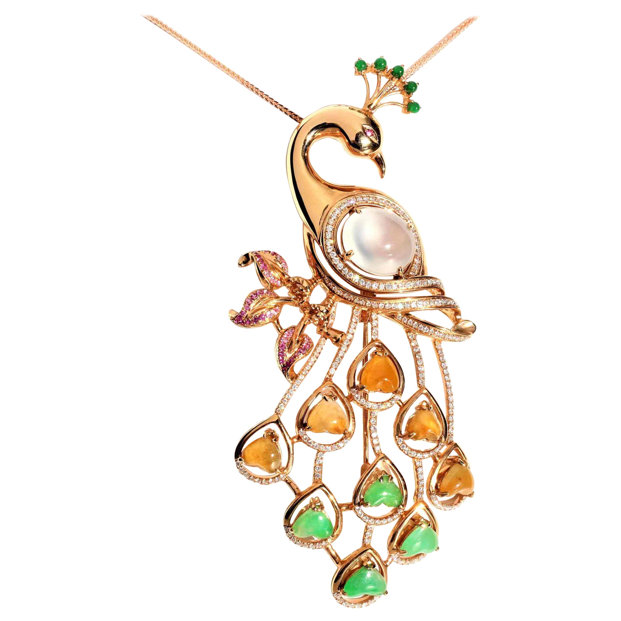 "Genuine Burmese Jadeite Phoenix" Baikalla Jewelry Signature Neck-Piece For Sale
