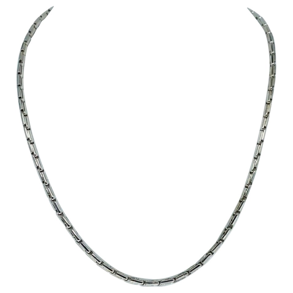 Vintage Fancy 3-D Link Necklace 18k White Gold For Sale