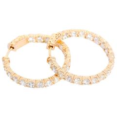 Beautiful Inside Out 5.06 Carats Diamond Gold Hoop Earrings
