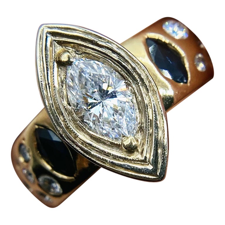 Customizable Stunning 14K Yellow Gold Diamond Fashion Cocktail Ring For