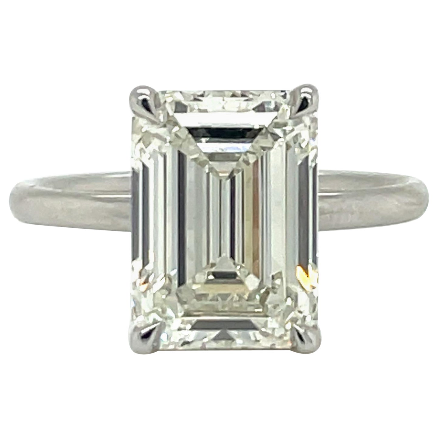 GIA Certified Emerald Cut Solitaire Diamond Engagement Ring 5.01 Carat VVS2 For Sale