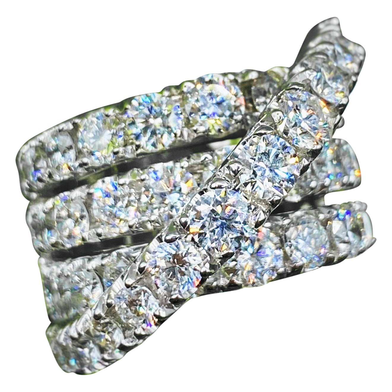 Customizable Unique 14K White Gold Diamond Fashion Cocktail Ring For