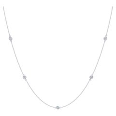 14k White Gold 1.5 Carat Diamond by the Yard Round-Cut Bezel Necklace