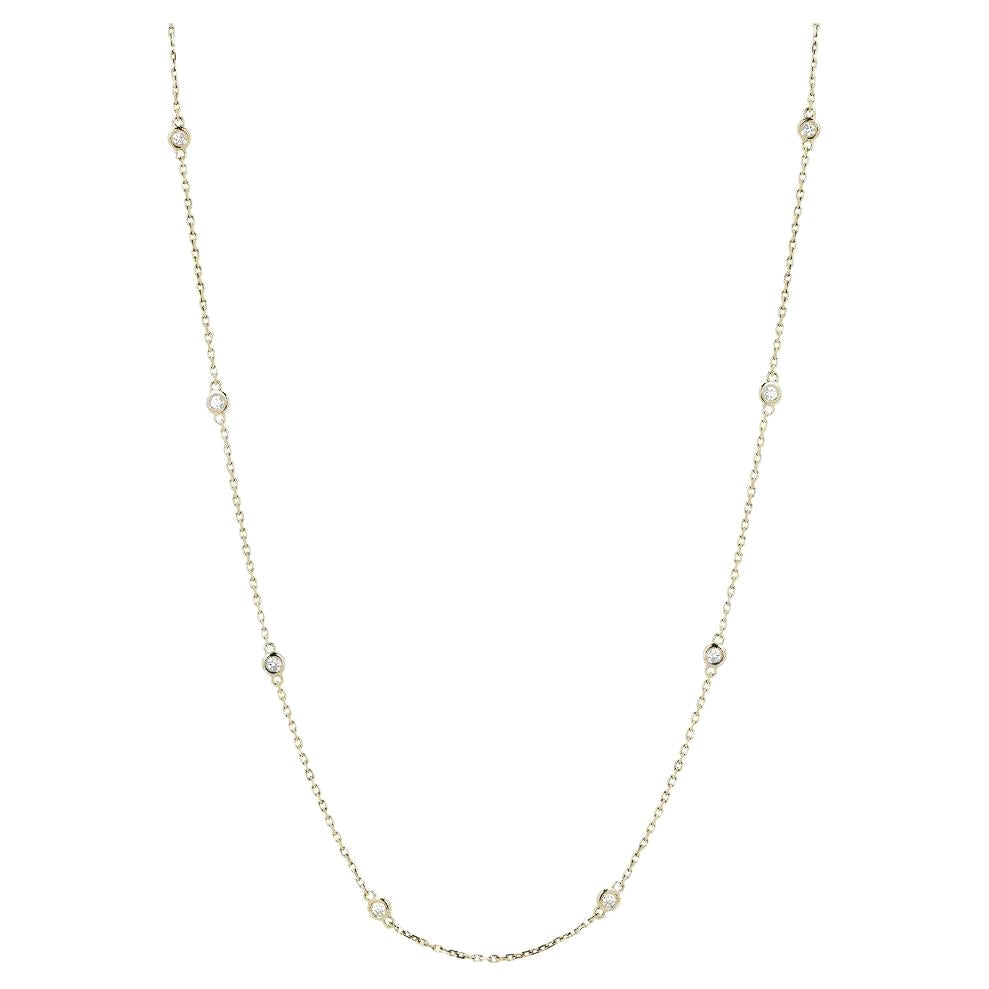 18 Inch 14k Yellow Gold 0.50 Carat Diamond by the Yard Round-Cut Bezel Necklace