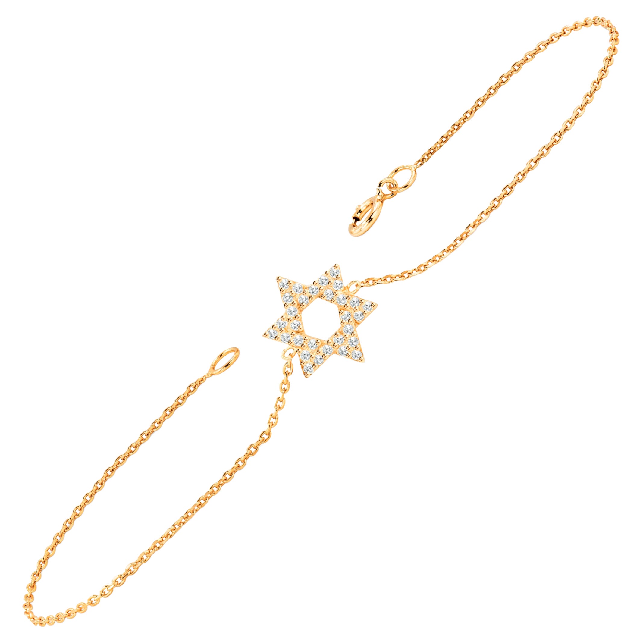 Bracelet étoile de David en or 18 carats et diamants de 0,18 carat 