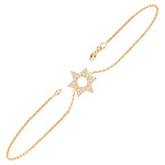 14K Gold 0.18 Ct Star of David Diamond Bracelet 