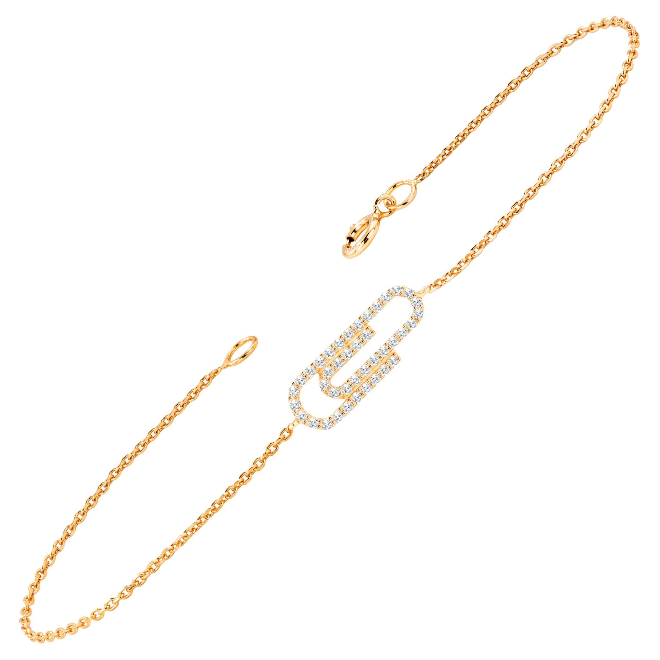 Bracelet à clips en or 18 carats avec diamants 0,39 carat  en vente