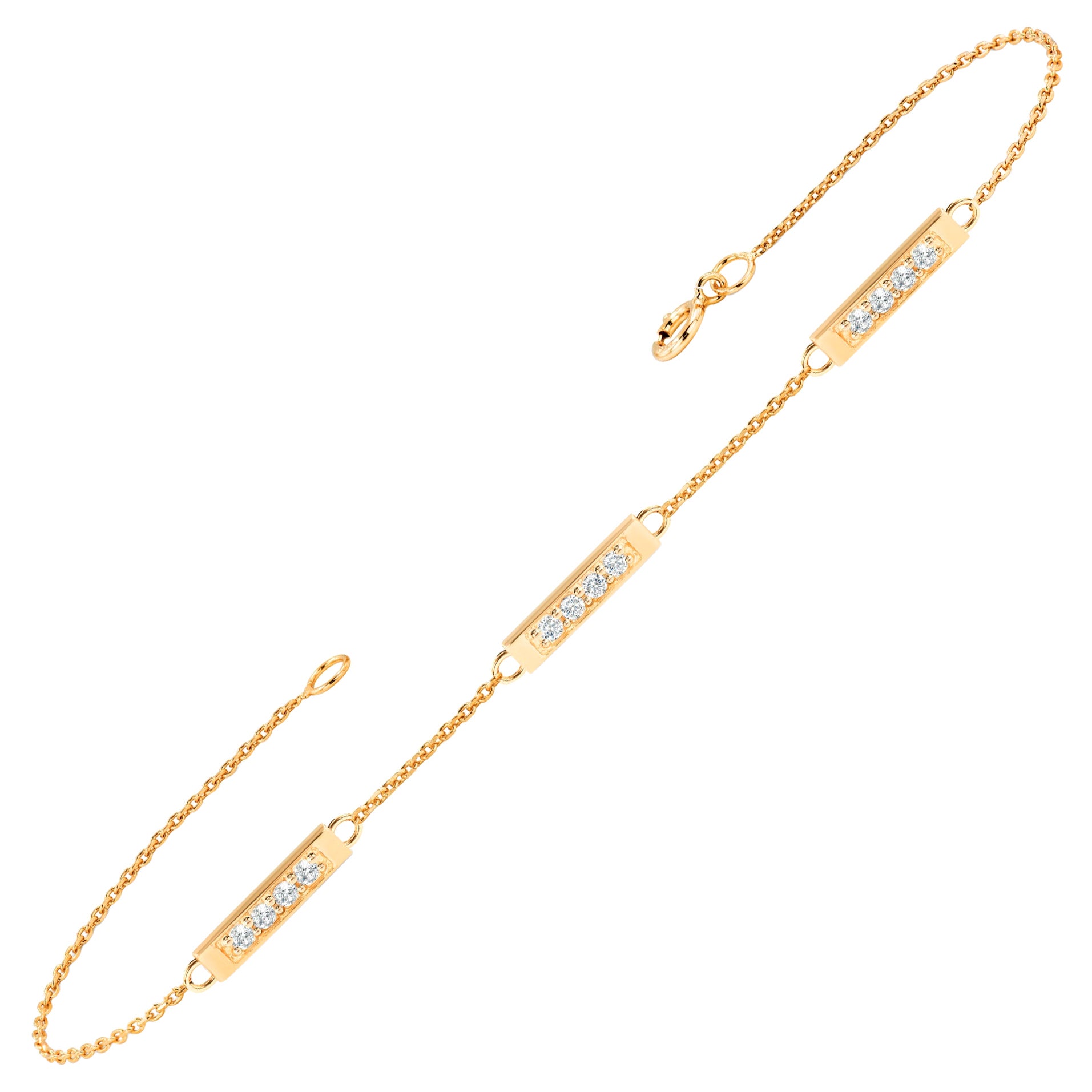 Bracelet minimaliste à plusieurs barrettes en or 18K avec diamants 0,17 Ct 