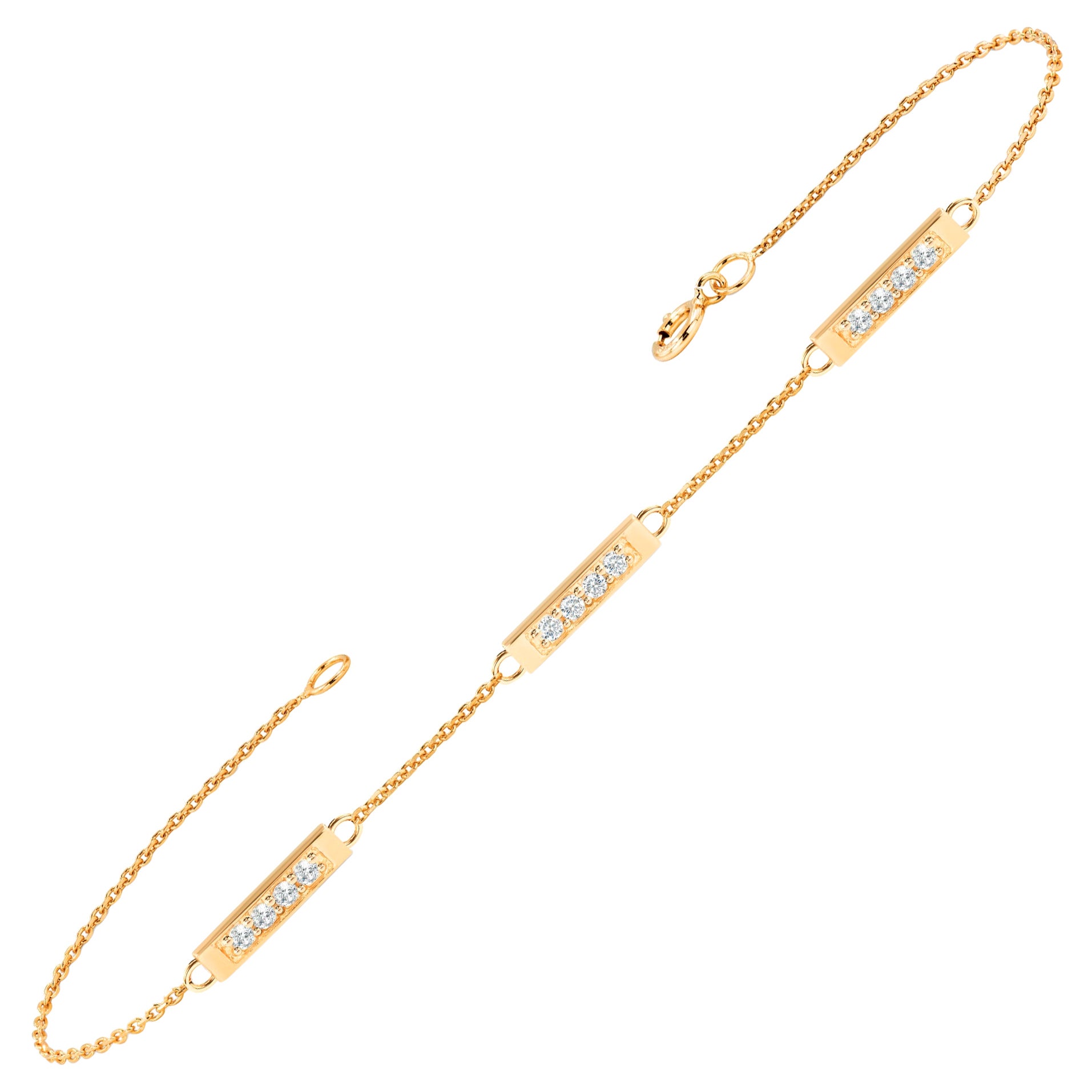 Bracelet minimaliste multi-barres en or 14K avec diamants 0,17 Ct 