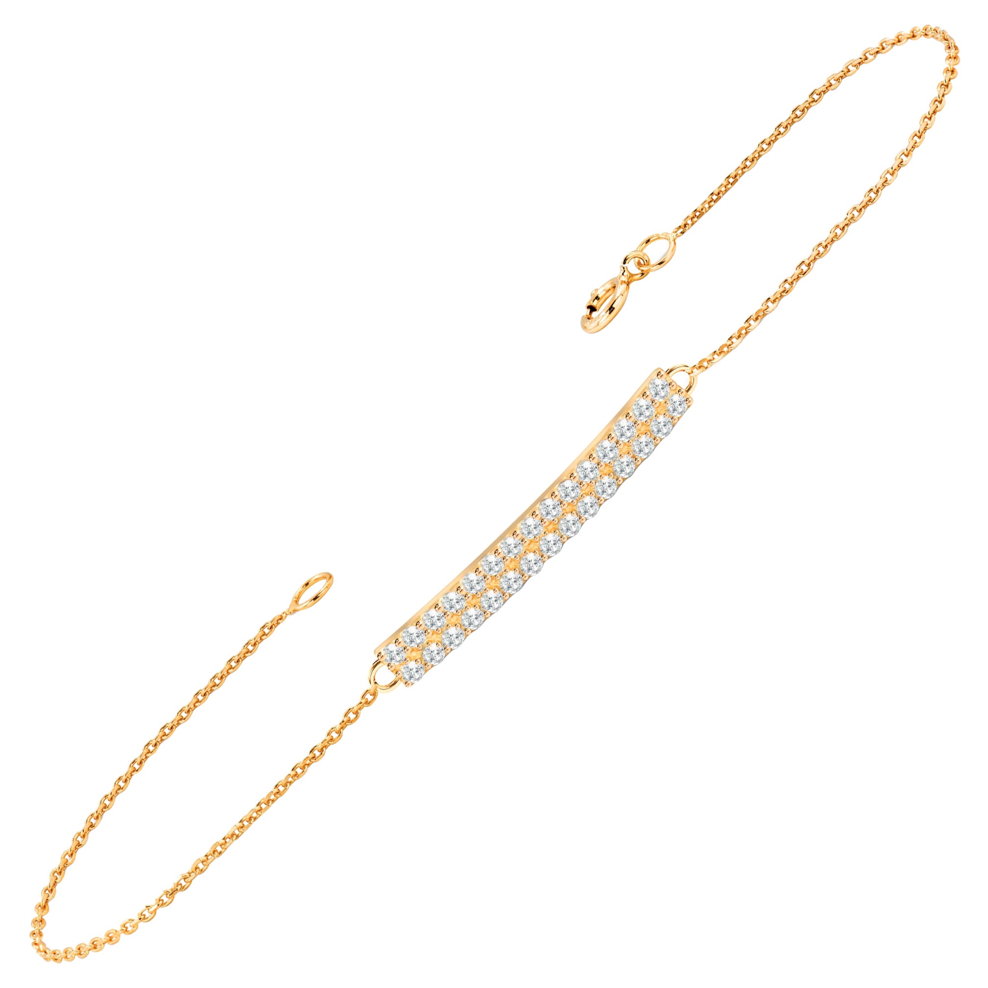 18K Gold Diamond Double Row Bracelet Dainty Genuine Diamond Bracelet