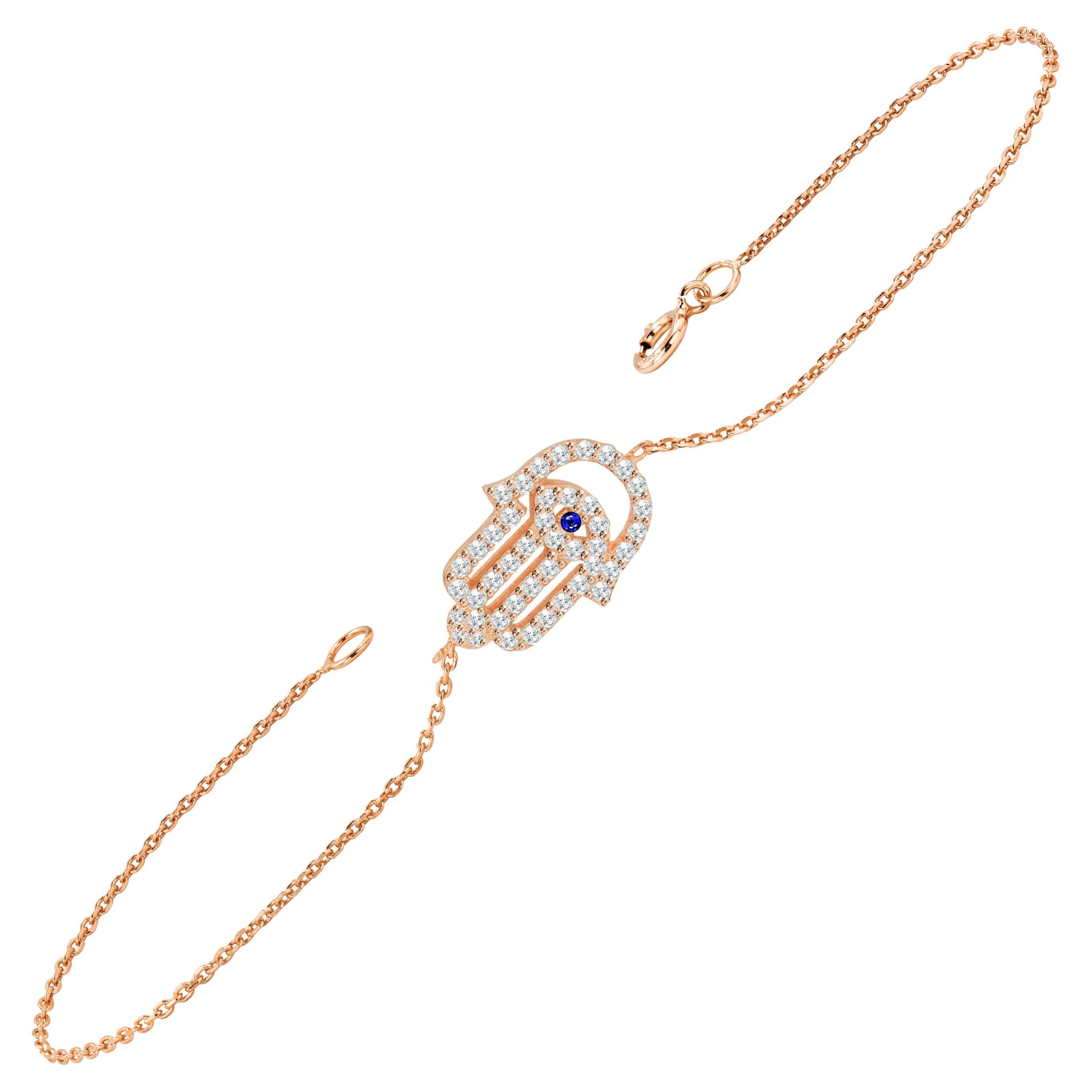 14K Gold Diamant Hamsa Hand-Armband mit fatima-Diamanten