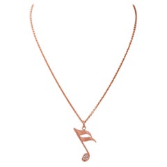Pendant 'Sixteenth Note' with Diamonds Totaling Approx. 0.1 Ct