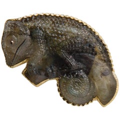 Carved Spectrolite Chameleon Bolo