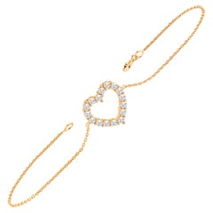 Bracelet en or 18K avec diamant en forme de coeur ouvert Bracelet en or avec diamant pour la Saint-Valentin