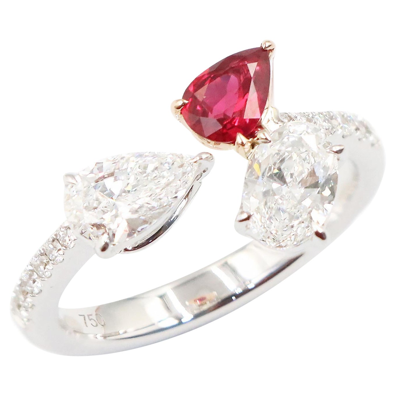 Emilio Jewelry Gia Certified Ruby Diamond Cocktail Ring  For Sale