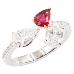 Emilio Jewelry, bague cocktail en rubis et diamants certifiée GIA 