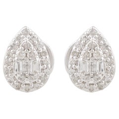 0.16 Carat SI Clarity HI Color Diamond Pear Stud Earrings 10k White Gold Jewelry