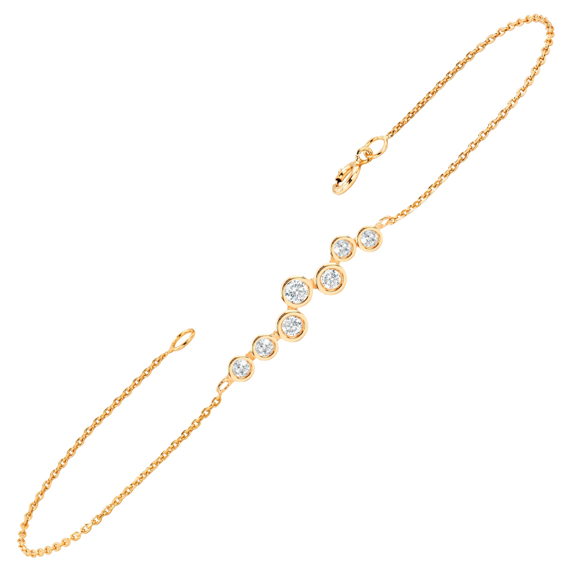 Bracelet minimaliste en or 18 carats à superposition de biamants Bracelet à grappes de diamants