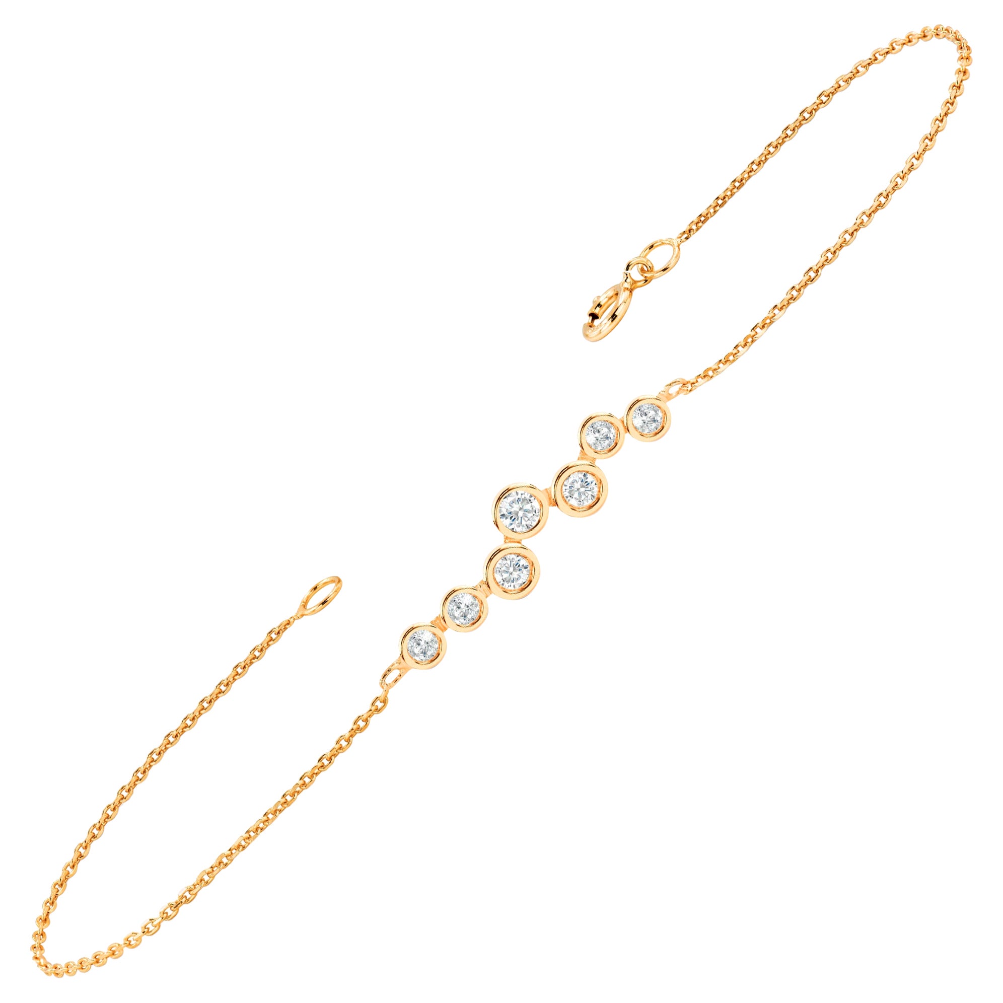 14K Gold Minimalist Unique Biamond Layering Bracelet Diamond Cluster Bracelet