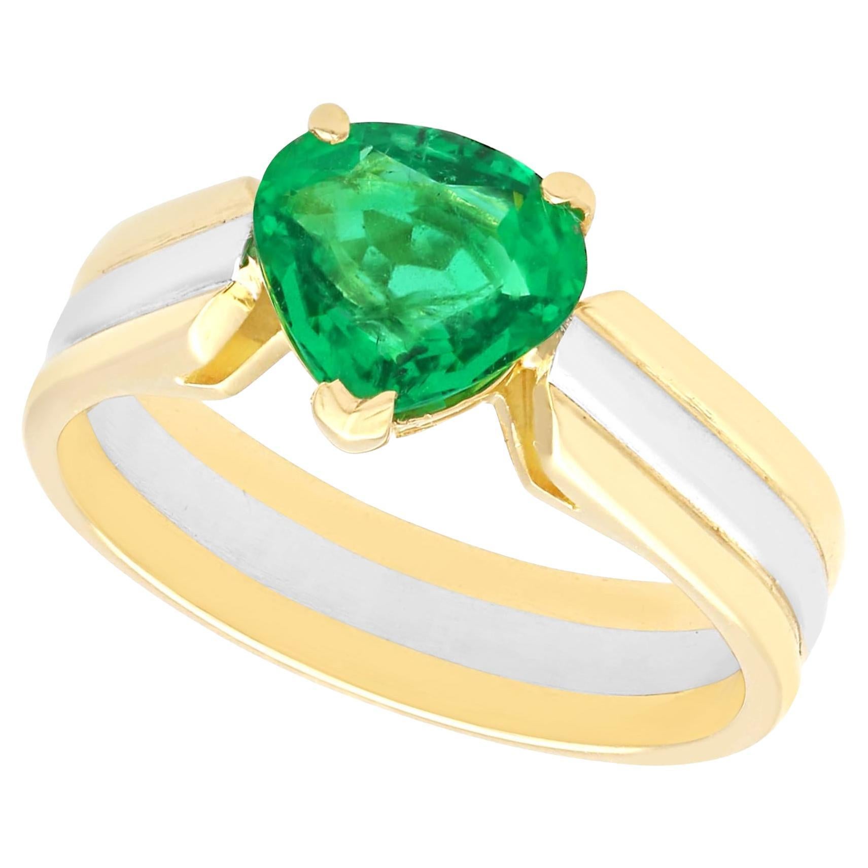 Vintage 1.02 Carat Emerald 18 Carat Yellow Gold and Platinum Ring