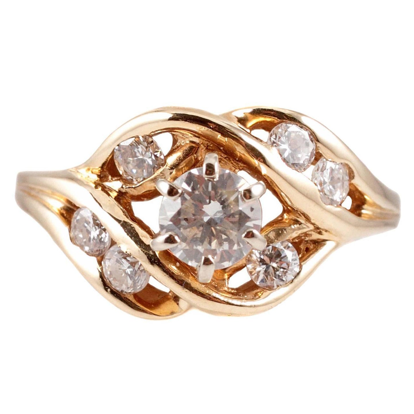 1.00 Carat Diamond Ring in 14 Karat Yellow Gold For Sale
