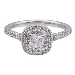 Tiffany & Co. Soleste Platinum Cushion Diamond Engagement Ring .75Cts Ttl D-E VV