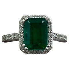 1.81 Carat Emerald & Diamond White Gold Ring