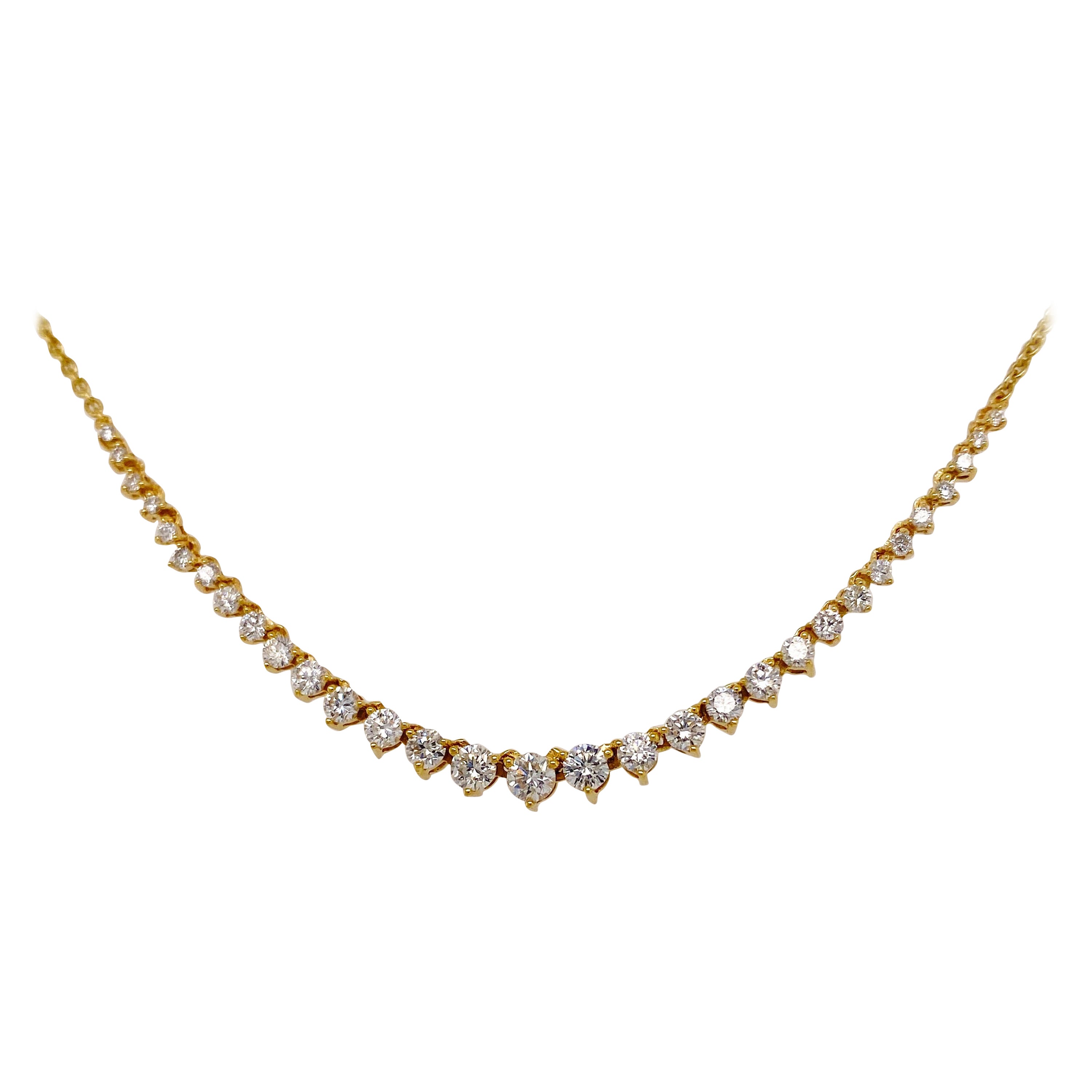 Mini Riveria Necklace Tennis Necklace w 31 Diamonds 1.10 Carats 14K Yellow Gold