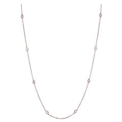 14k Rose Gold 1 Carat Diamond by the Yard Round-Cut Bezel Necklace