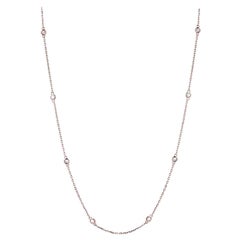 14k Rose Gold 1 Carat Diamond by the Yard Round-Cut Bezel Necklace