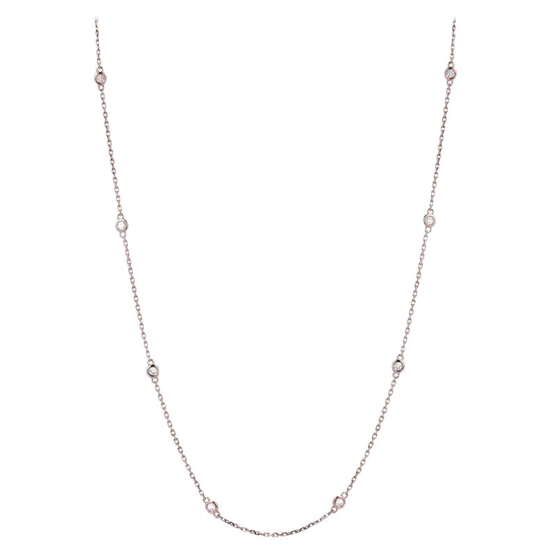 14k Rose Gold 2 Carat Diamond by the Yard Round-Cut Bezel Necklace For Sale
