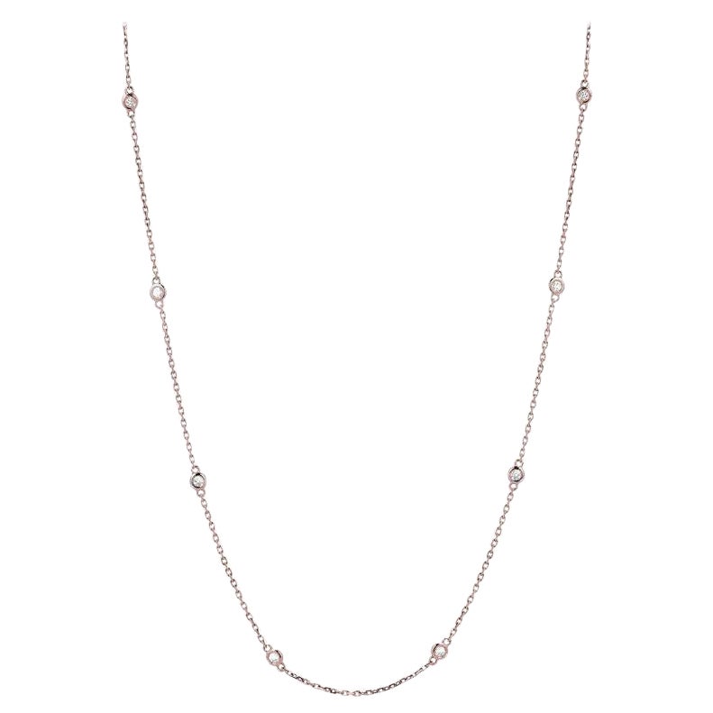 14k Rose Gold 2 Carat Diamond by the Yard Round-Cut Bezel Necklace